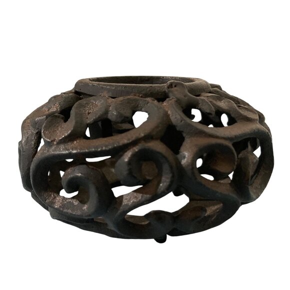 Ornate Cast Iron Decorative Candle Holder - Picture 6 of 9
